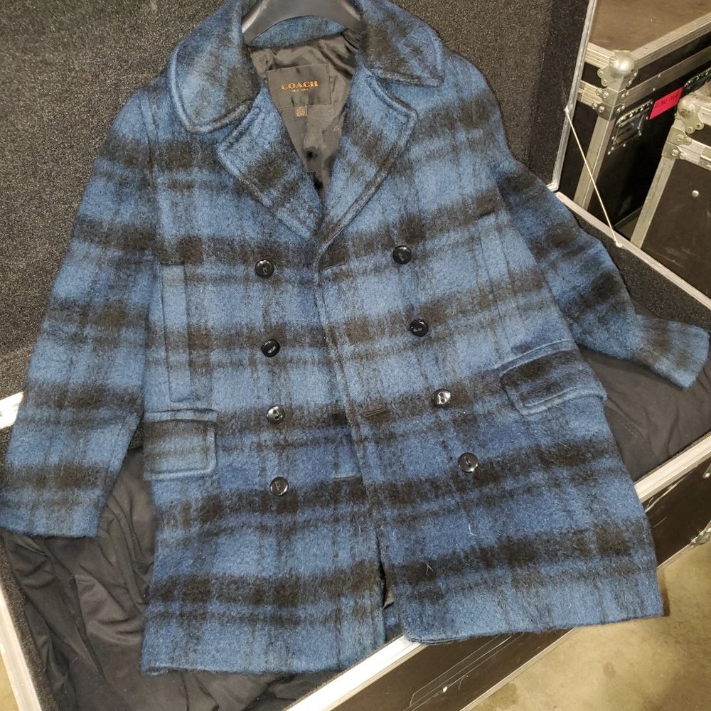 COACH JACKET COAT SIZE -S DARK SLATE WOOL BLEND PLAID 100% AUTHENTIC NEW$675